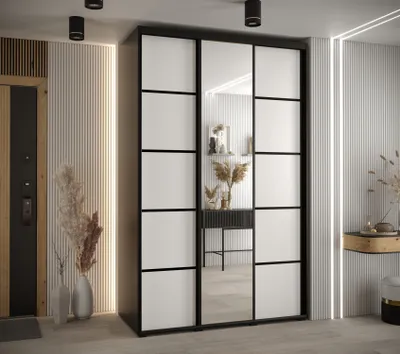 Obrázok produktu pre Šatníková skriňa ASIRI 5 - 150/45 cm, čierna / biela / čierna