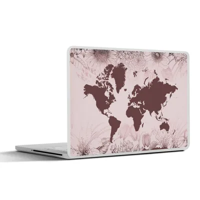 Produktbild von MuchoWow® Laptop Aufkleber Sticker Cover Weltkarte - Blumen - Lila 30x21 cm - Sticker für Laptop - Selbstklebend