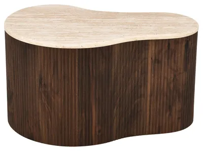 Produktbild von home24 Couchtisch - Travertin Nachbildung / Eiche Dunkel Nachbildung - 83 cm