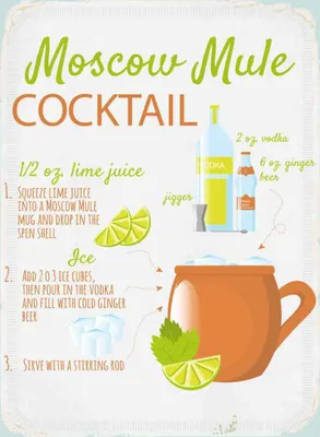 Produktbild von vianmo Holzschild 40x30 cm Moscow Mule Cocktail Recipe Essen Trinken