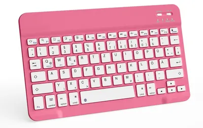 Produktbild von Tragbare Kabellose Bluetooth Tastatur Deutsche QWERTZ Layout Rot