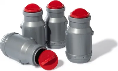 Obrázek produktu pro Rolly Toys 409389, sada čtyř nádob "rollyMilk" pro traktor na pedály, včetně transportní mísy (možnost plnění, včetně odnímatelného víka)