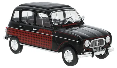 Immagine prodotto di Modello in scala della Renault 4L Parisienne, nera con decorazioni, anno 1964.