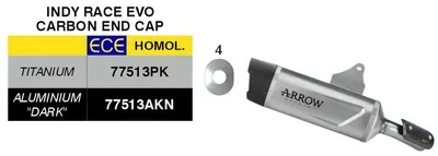 Produktbild von ARROW Slip-On Auspuff genehmigt Indy Race EVO Titan Carbon Kappe für Triumph TRIDENT 800