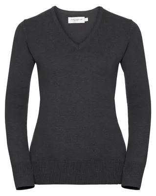 Zdjęcie produktu dla Sweter damski,dekolt w serek - Russell V NECK PULLOVER/W - charcoal -rozm M