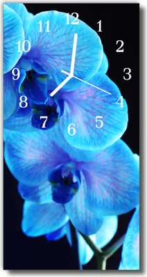Produktbild von Tulup Glasuhr Wanduhr Küchenuhr Echt-Glas 30x60 Blume Blau