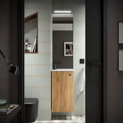 Image de Meubles de salle de bain MARVILLE en chêne africain + meuble vasque