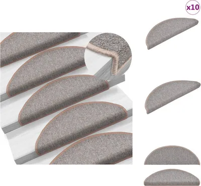 Image de vidaXL Tapis d'escalier 10 pcs. 65x24x4 cm brun clair - Tapis d'escalier