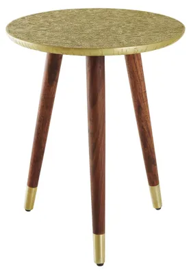Immagine prodotto di Tavolino laterale 50 cm, legno e metallo, design dorato, tavolo moderno per soggiorno. ACQUISTA ORA