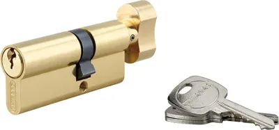 Image de Cylindre de serrure à bouton, 30Bx60mm, anti-arrachement, laiton, 3 clés - THIRARD