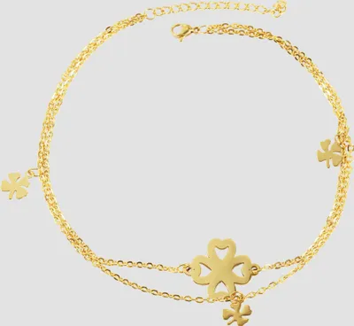 Produktbild von Akzent Edelstahl Fußkette, Kleeblatt-Anhänger, 26+5cm