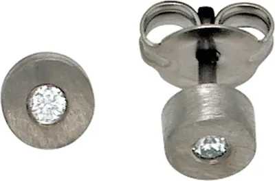 Produktbild von JOBO Ohrstecker Titan mattiert 2 Diamanten Brillanten 0,06ct. Ohrringe