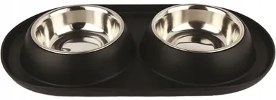 Produktbild von Comfy Doppelnapf Metall mit Matte 2x480ml Silber Schwarz