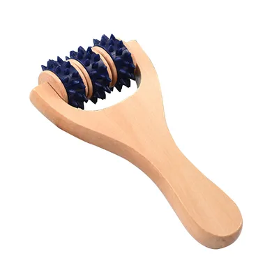 Produktbild von Tragbarer Holz-Rollenmassager für Nacken, Schultern, Beine und Füße – Manuelles Massagegerät zur Förderung der Durchblutung und Muskelentspannung.