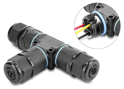 Image de Connecteur de câble en T, 3 broches, étanche IP68, sans outil, noir