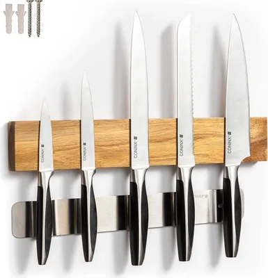 Immagine prodotto di Coninx magnete per coltelli 40CM - porta coltelli magnetico - fissaggio a vite - ceppo per coltelli in legno di acacia by Coninx
