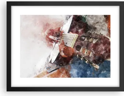 Produktbild von Gerahmtes Poster - Schwarzer Rahmen - Gitarre Musik - 40x30 cm - Wand Bild - Wanddeko - Wandbilder - Kunstposter - Wandposter - Bilderrahmen - Bilder - Kunstdruck - Wandbild - P2BAA40x30-4000