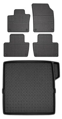 Productafbeelding van Rubberen automatten + kofferbakmat voor Volvo XC90 II vanaf 2015 – 5-delig, zwart, op maat – Wielganizator SolidPRO