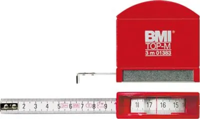 Produktbild von BMI Taschenbandmaß mit Sichtfenster 3 m x 13 mm weiß
