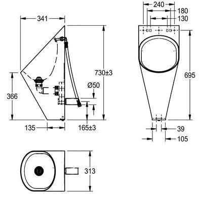 Franke Wandurinal CMPX538 aus Chromnickelstahl zur Wandmontage Franke GmbH CMPX538,CMPX538E,CMPX538WF