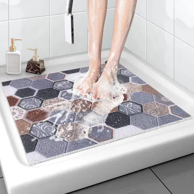 Obrázok produktu pre Protisklzová podložka pod sprchu, 60x60 cm, PVC, s odvodňovacími otvormi, rýchlo schnúca