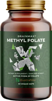 Obrázek produktu pro BrainMax Methyl Folate, kyselina listová v aktivní formě, 400 mcg, 50 rostlinných kapslí