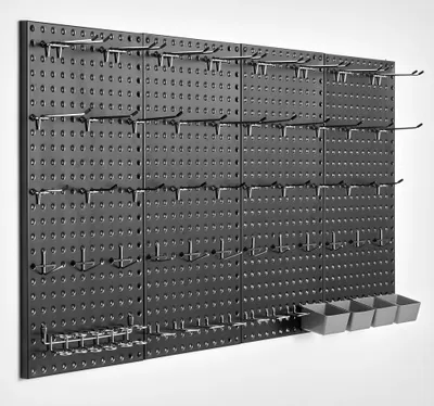 Produktbild von Werkzeugwand 4x - Lochwand Stecktafel 61x30cm - Werkzeuglochwand mit Zubehör - Praktische Aufbewahrung für Werkstattausrüstung