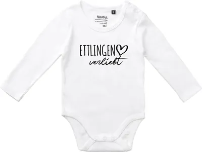 Produktbild von Huuraa Baby Body Ettlingen verliebt 62 White  Baumwolle Fairtrade Langarmbody Geschenkidee