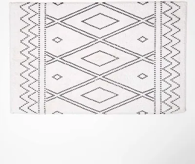 Produktbild von HOMESCAPES Badematte Boho Style schwarz-weiß, 50 x 80 cm - Badvorleger Baumwolle