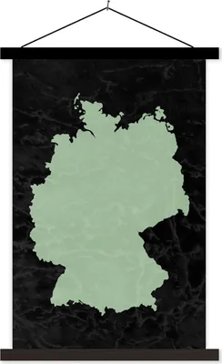 Produktbild von MuchoWow® Textilposter Karte Europa - Deutschland - Weiß 60x90 cm mit schwarzem Rahmen - Poster Wohnzimmer