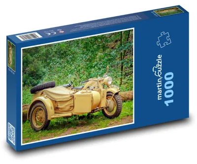 Produktbild von Puzzle 1000 Historisches Militärmotorrad in der Natur - martinpuzzle