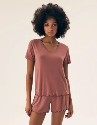 Produktbild von Henderson Damen Pyjama Set - Weiche Viskose-Elasthan Mischung, Komfortable Nachtwäsche, Vielseitig für alle Jahreszeiten, Mauve, Modell 43022, Basic Linie, Neu, Ideal für Frauen L