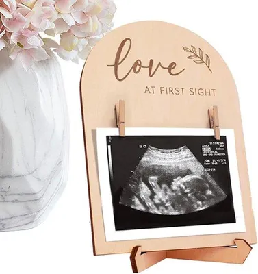 Produktbild von Doppelseitiges Anzeigetafel für Baby-Announcements - Stabiles Display für Schwangerschaftsanzeige / Fotodisplay / Aushangtafel