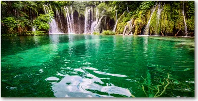 Produktbild von Tulup® Leinwandbild -100x50 cm - Wandkunst - Drucke auf Leinwand - Leinwanddruck  - Landschaften - Grün - Plitvicer See