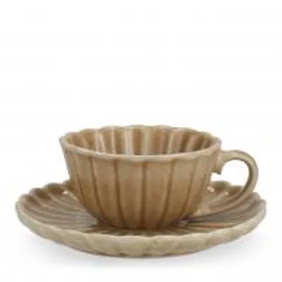 Immagine prodotto di H&H Set 6 Tazze Caffè Lotus Con Piattino In Stoneware Beige Cc 120