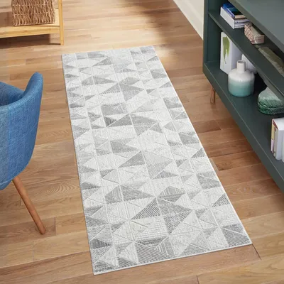 Produktbild von Teppich Läufer Flur - Grau - 80x300 cm - Klassisch Modern Geometrisches Muster