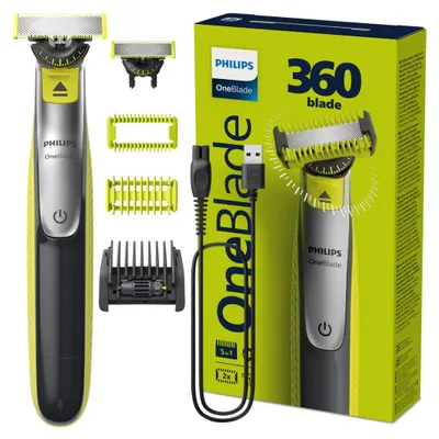 Produktbild von Philips OneBlade 360 QP2734/23 Face, Folienschaber, Anthrazit, Limette, Contour-following technology; Dual protection system; 360 Blade, Replace every 4 months**; QP210, QP220, QP230; QP610, QP620, QP410, QP420, 0,33 Jahr(e), Akku