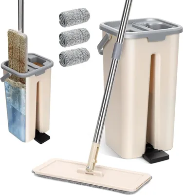 Produktbild von Masthome 2 in 1 Wischmopp Set mit Eimer und 3 Mikrofaser Wischpads