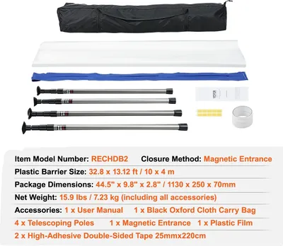 Obrázok produktu pre Sada prachových krytov na opakované použitie, magnetický samozatvárací zips, rôzne veľkosti, 10x4m 12 stôp