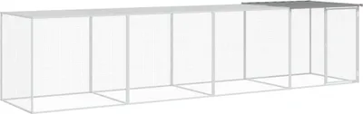 Image de vidaXL Cage à poules avec toit gris clair 403x98x90 cm Acier galvanisé