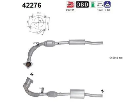 Produktbild von AS Katalysator Kat für AUDI A3 Sportback (8PA) Euro 5 42276