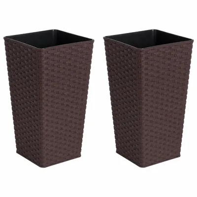 Produktbild von KMND Pflanzkübel Rattanoptik 2er-Set mit Pflanzeinsatz 27 × 27 × 51 cm, Dunkelbraun