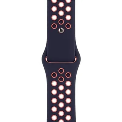 Produktbild von Apple Watch 38/40/41mm Nike Silikon Sportarmband in M/L - Blue Black/Bright Mango
