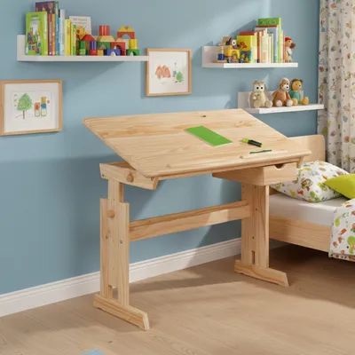 Immagine prodotto di Carfizzi - Scrivania, 109x55x63h cm Marrone Quercia, Materiale Piano in Legno Massello