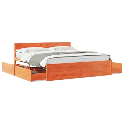 Produktbild von vidaXL Massivholzbett ohne Matratze Wachsbraun 180x200 Kiefernholz