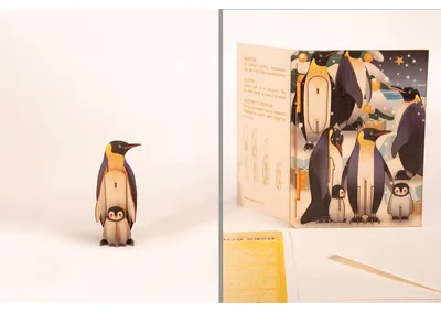 Obrázek produktu pro 3D dřevěná pohlednice „Tučňáci“.