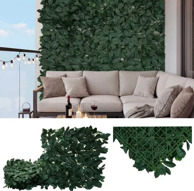 Obrázok produktu pre Obklad HWC-L78, zástena proti vetru na terasu/balkón, 4x po 50x50cm = 1m² ~ Vavrínovo zelená