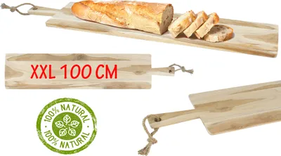 Produktbild von Teak HOLZ Servierbrett Servierplatte Schneidebrett Brett Holzplatte Lang 100cm