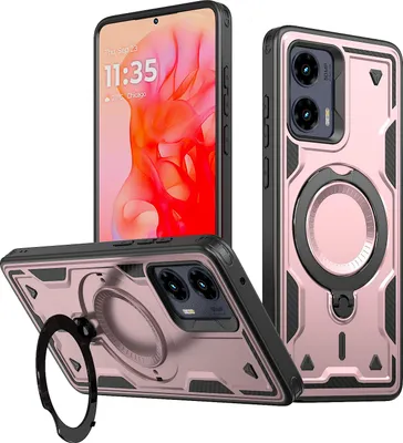Produktbild von Dual Layer Hülle für Motorola Moto G Stylus 5G (2024) mit Ring Ständer Magnetisch Stoßfest Handyhülle Roségold