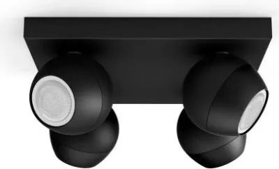 Produktbild von Philips Hue White Amb. Buckram Spot 4 flg. schwarz 4x350lm DS-